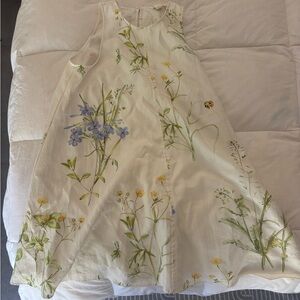H&M Floral Mini Dress - Cream with Green and Yellow